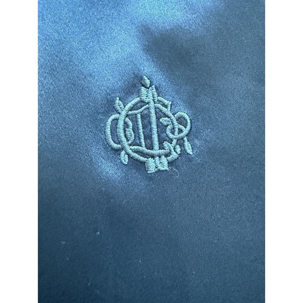 Christian Dior Vintage‎ Women’s Robe Size Large Teal Blue Satin Long Belted - Picture 9 of 10